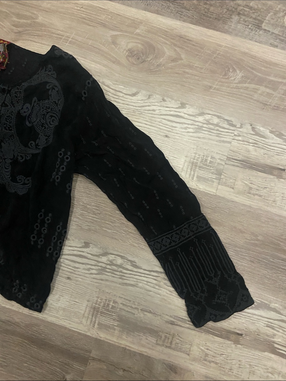 Johnny Was Navy Embroidered Pull-On Tunic - Picture 5 of 7